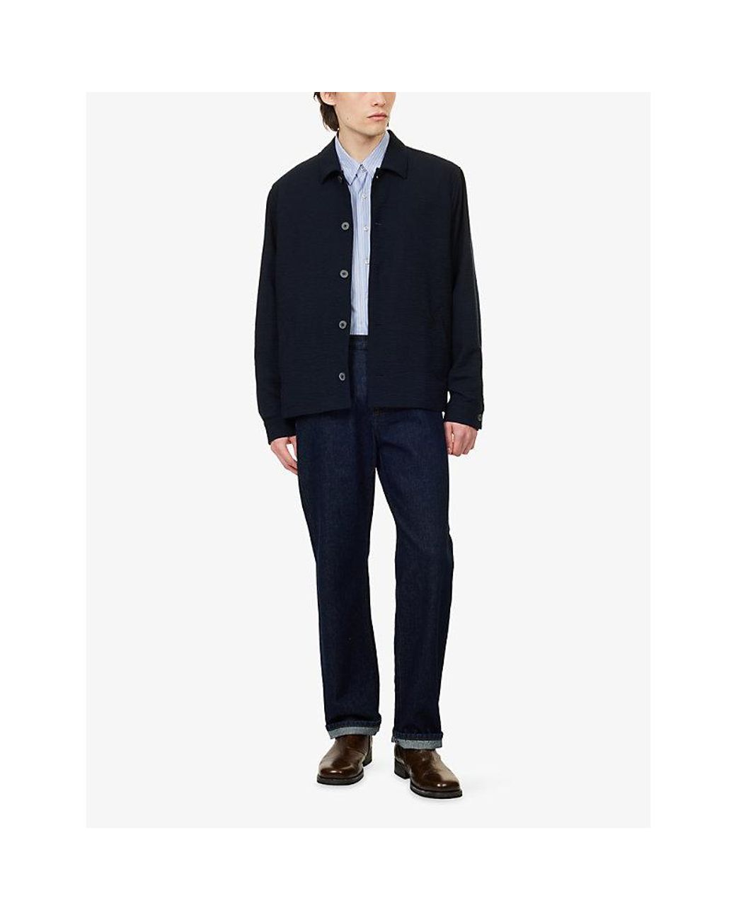 Sunspel Blue Textured Lightweight Wool Jacket for men