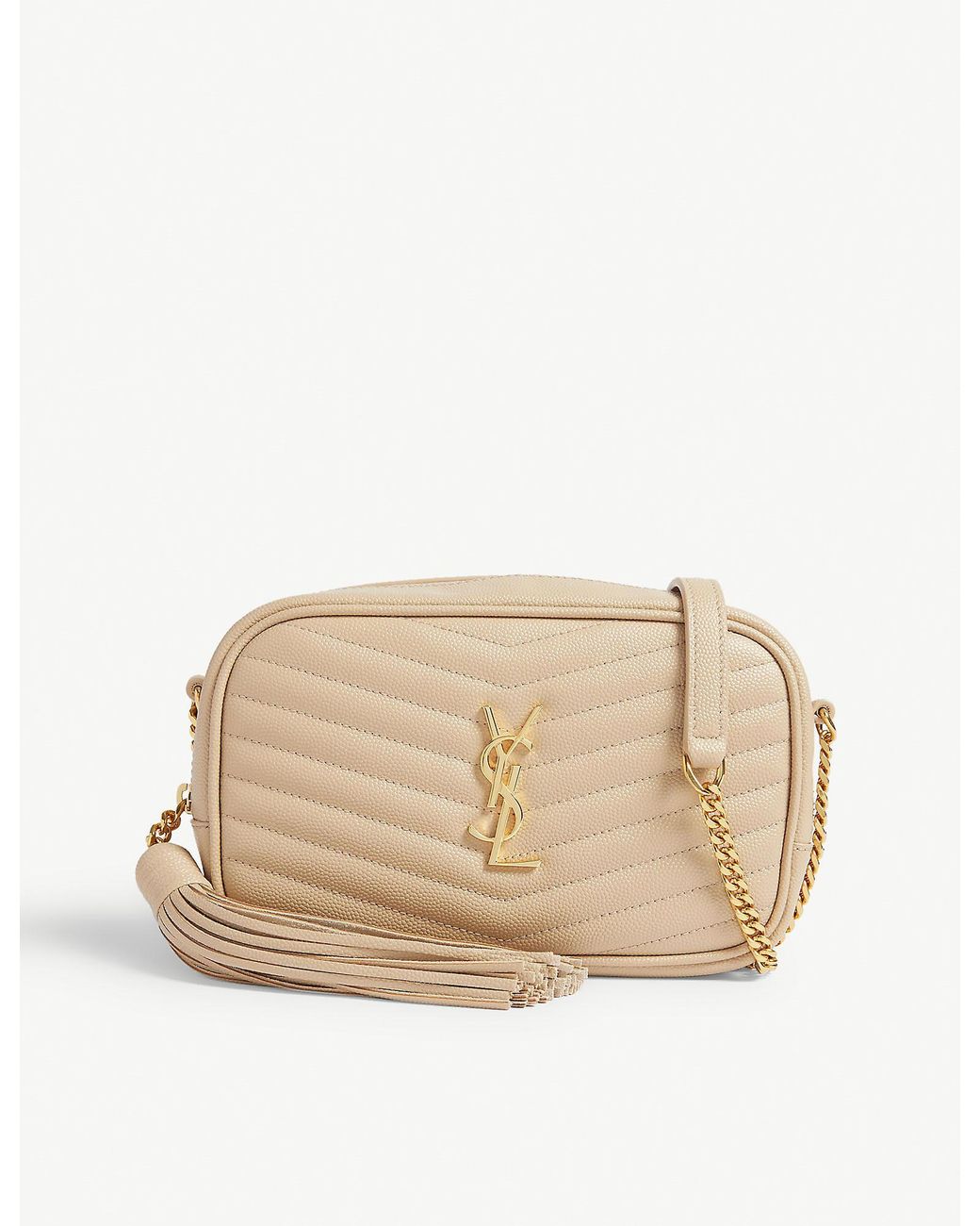 SAINT LAURENT Lou mini quilted textured-leather shoulder bag