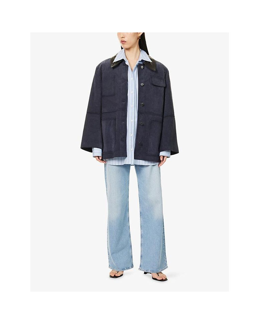 Citizens of Humanity Blue Nora Wide-Leg Denim Jeans