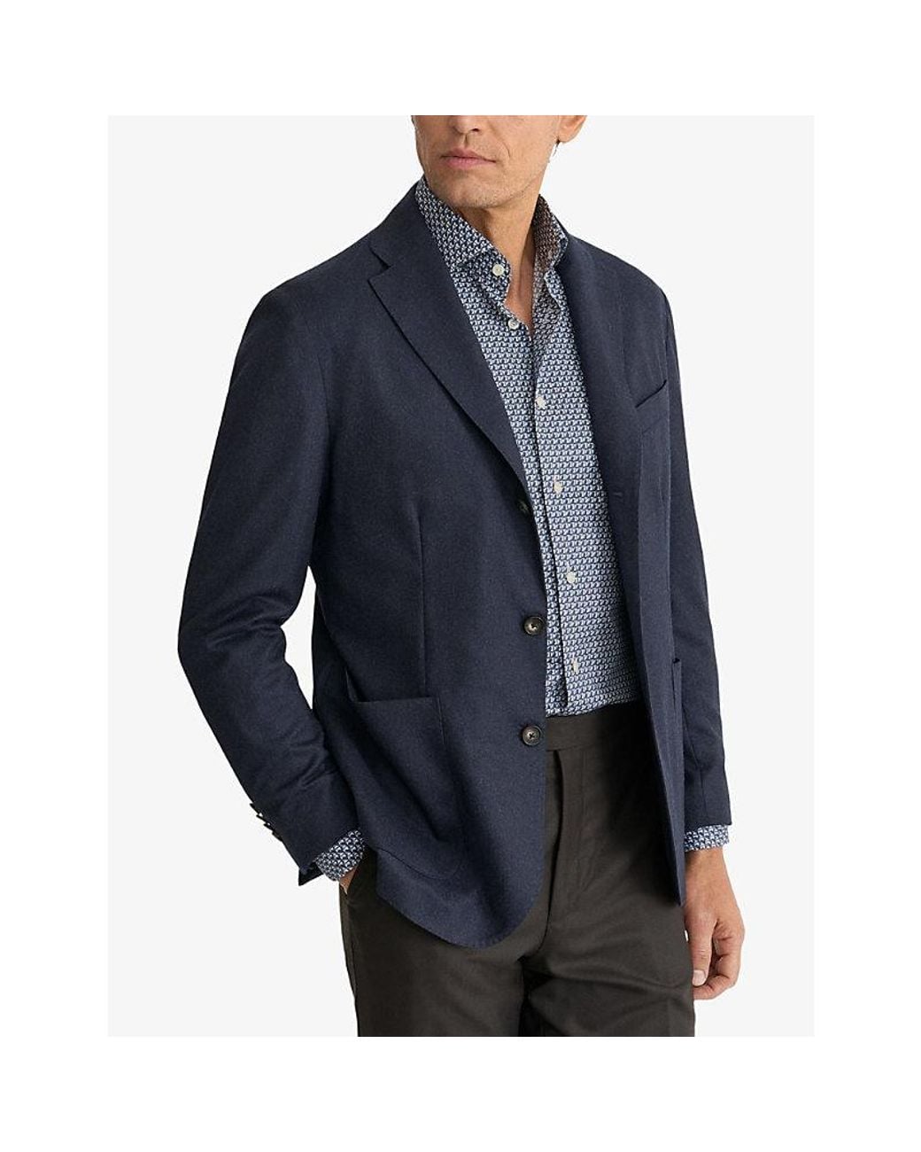 Eton of Sweden Blue Signature Geometric Slim-Fit Cotton Shirt for men