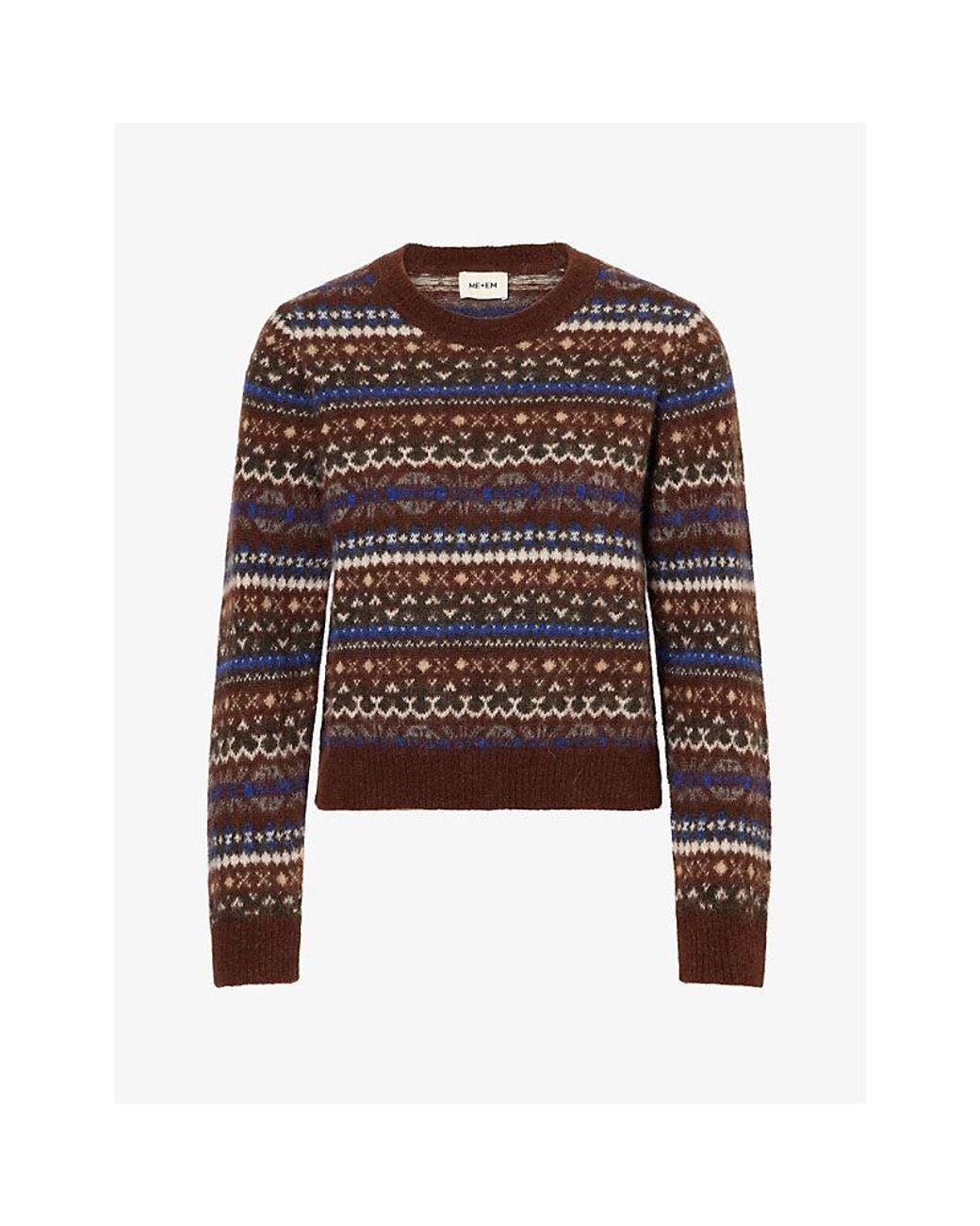 ME+EM Brown Lofty Fairisle Relaxed Wool-Blend Knit Jumper
