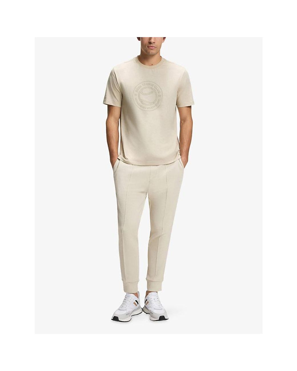 Boss Natural Branded Short-Sleeved Cotton-Jersey T-Shirt for men