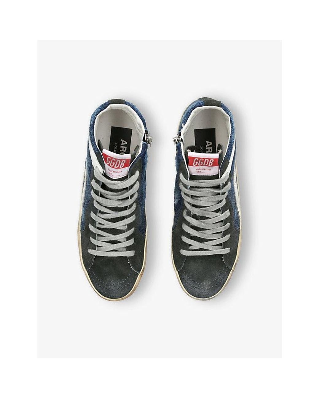Golden Goose Deluxe Brand Blue Slide 50696 Denim High-Top Trainers
