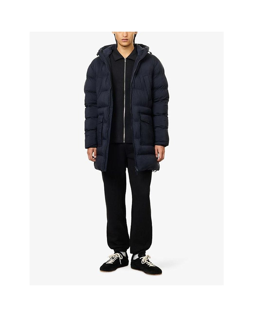 Arne Blue Hooded Padded Shell Puffer Coat for men