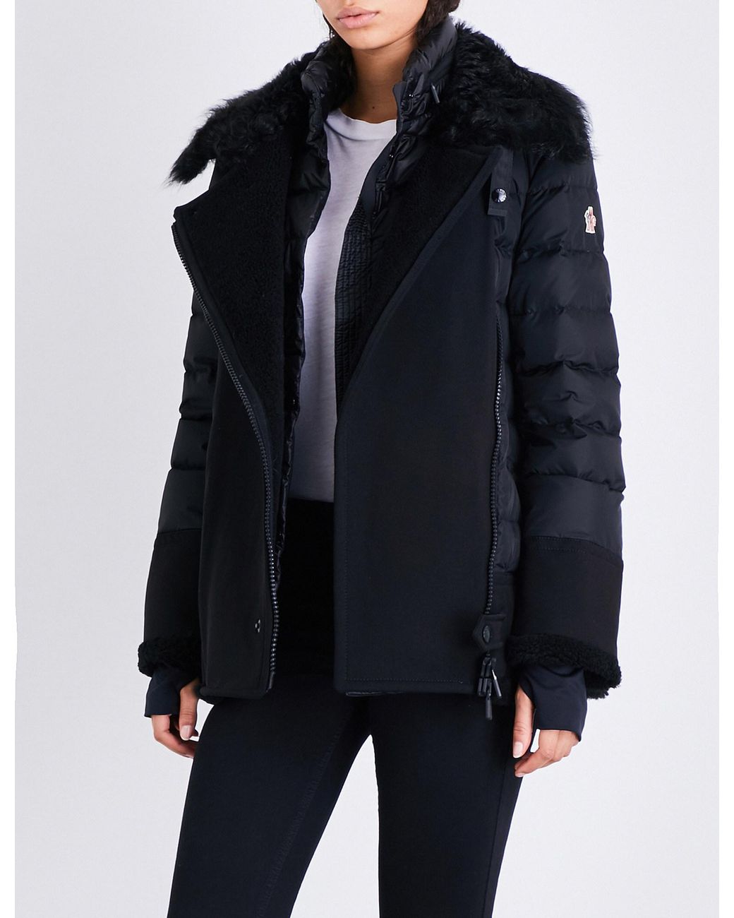 Moncler Montblanc Shearling-trimmed Shell-down Jacket in Black | Lyst ...