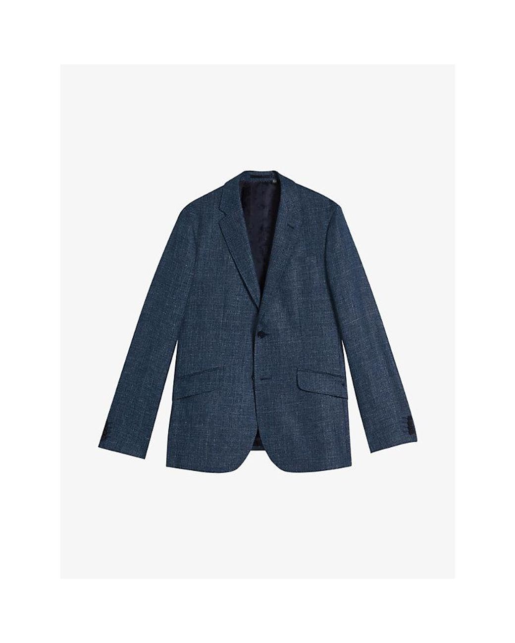 Ted Baker Tyrusj Slim-fit Single-breasted Linen And Wool-blend Suit Jacket  in Blue for Men | Lyst