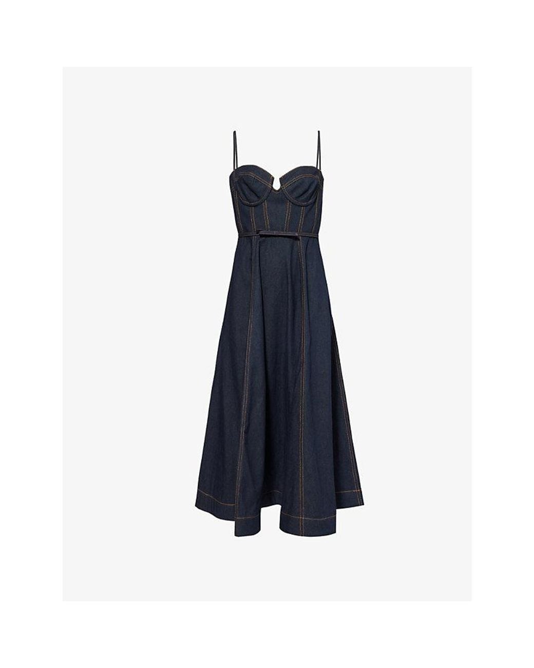 zimmermann crush denim corset dress Zimmermann Crush Corset Denim Midi Dress in Blue
