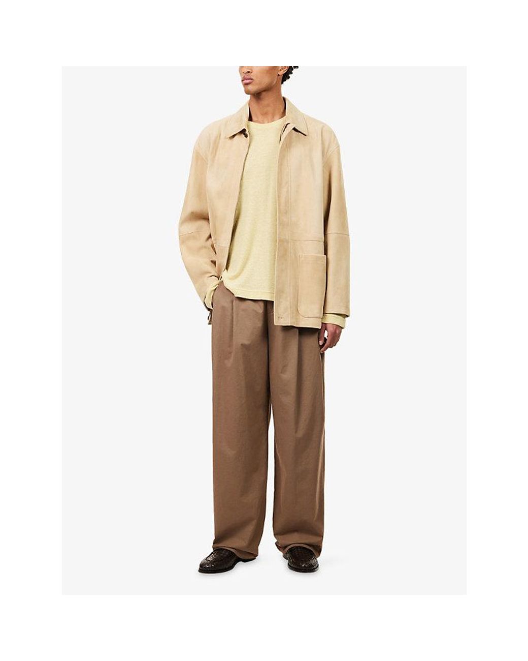 The Row Brown Tibor Double-Pleat Cotton-Blend Trousers for men
