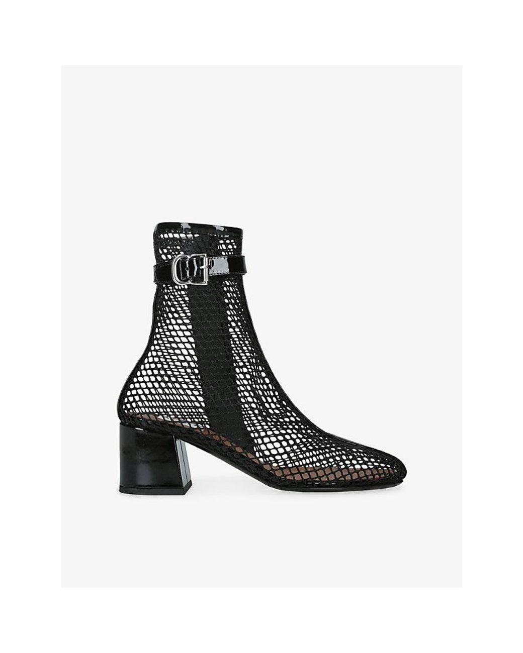 Alaïa Black Fishnet 55 Leather Ankle Boots