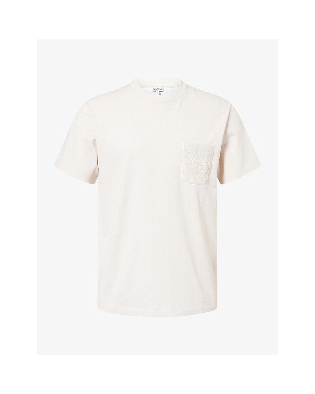 Loewe White Anagram Patch-Pocket Cotton T-Shirt for men