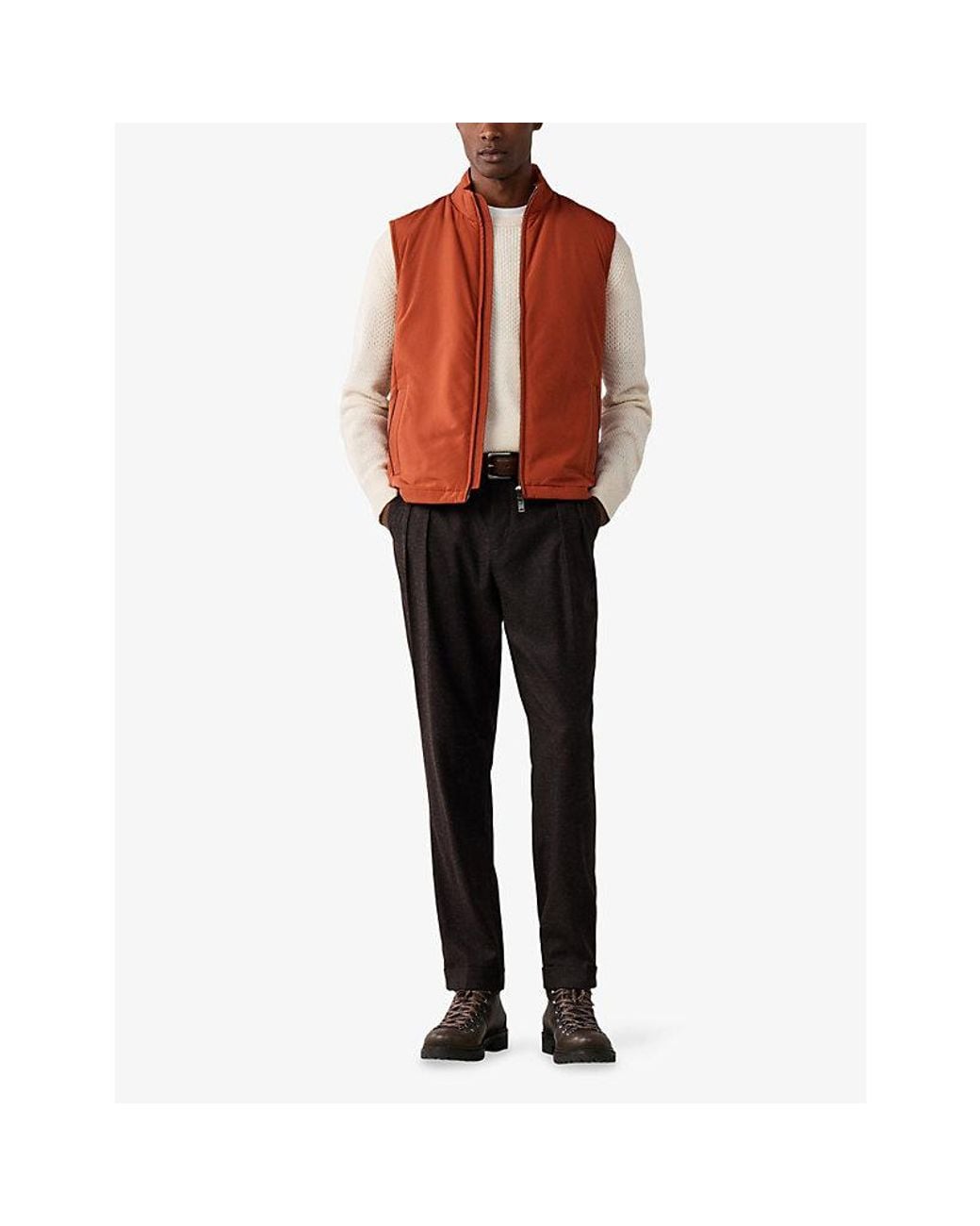 Hackett Orange Windsor Padded Woven Gilet for men