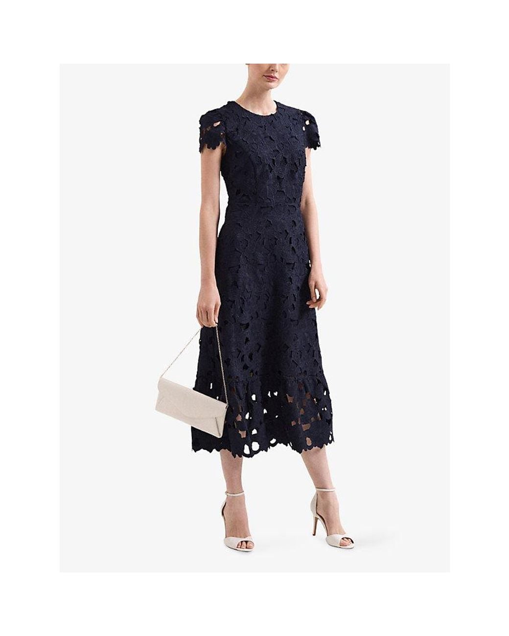 Phase Eight Leilani Lace-Embroidered Woven Midi Dress in Blue | Lyst