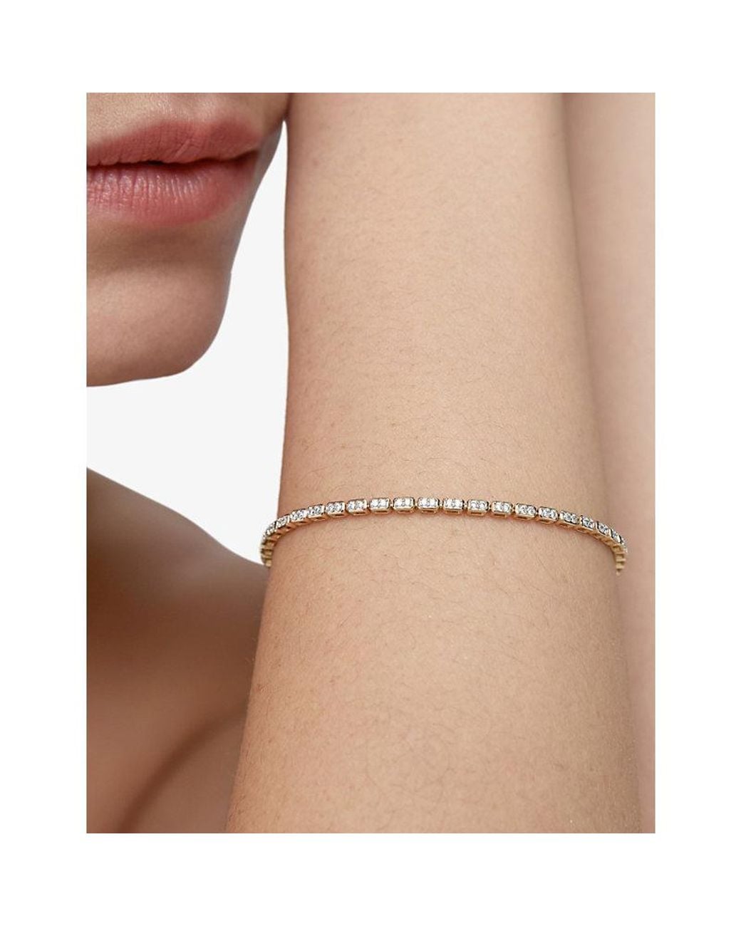 Monica Vinader Metallic Rectangular 14Ct- And Lab-Grown Diamond Tennis Bracelet