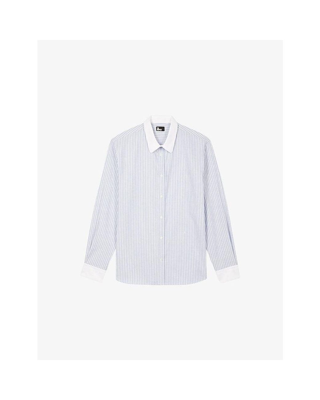 The Kooples White Striped Slim-Fit Cotton Shirt for men