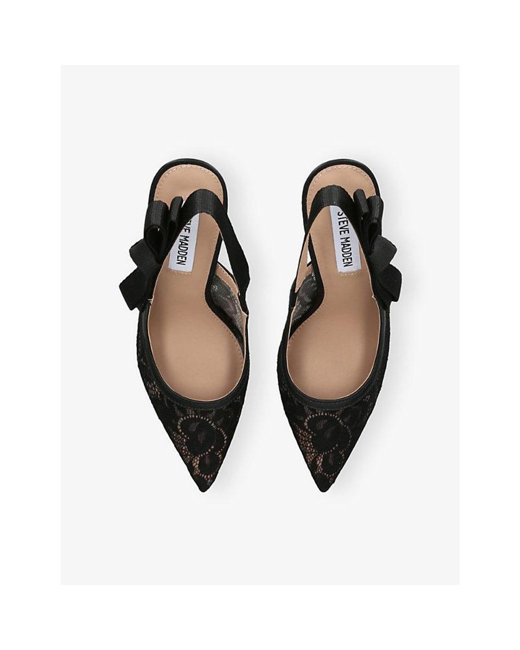 Steve Madden Black Brylie Lace Heeled Woven Sling-Back Courts