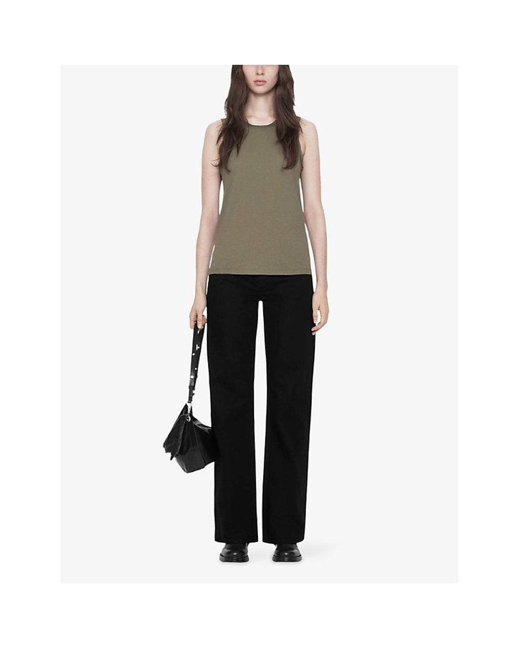 AllSaints Green Jenny Round-Neck Cotton Tank