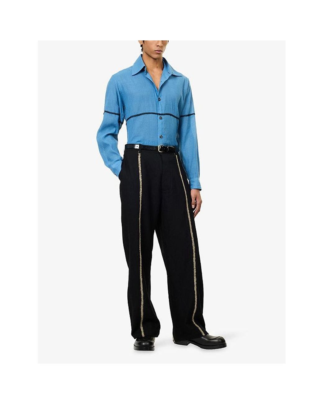 Kartik Research Black Sultan Wide-Leg Wool Trousers for men
