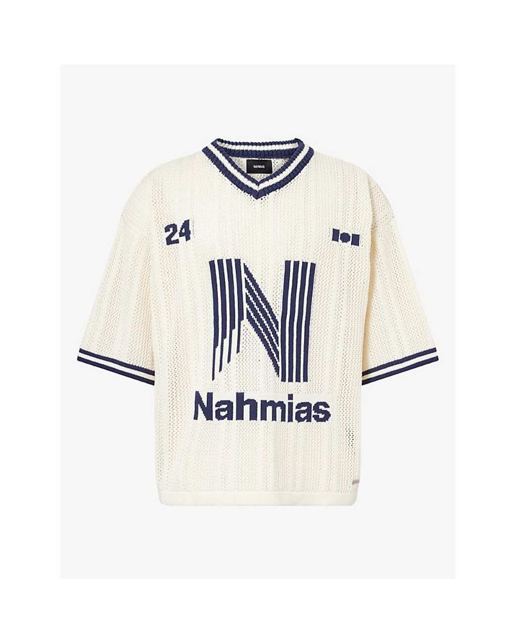 NAHMIAS White Brand-Motif Cotton Football Top for men