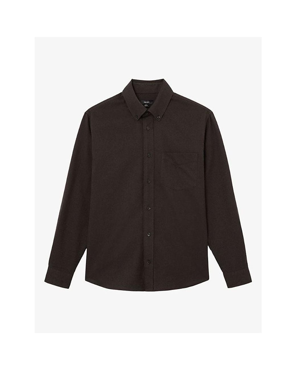 Reiss Black Hunt Regular-Fit Cotton-Flannel Shirt for men