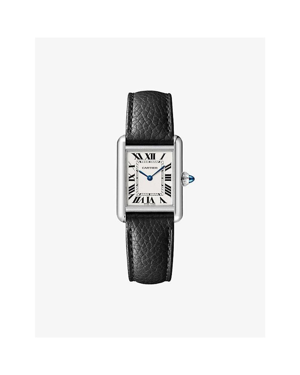 Cartier Black Tank Must Small And Leather Quartz Watch