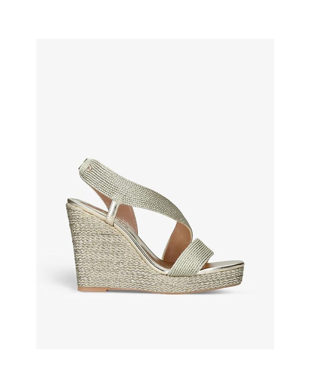 Carvela Kurt Geiger Natural Gala C-Stud Micro-Rope Woven Wedges