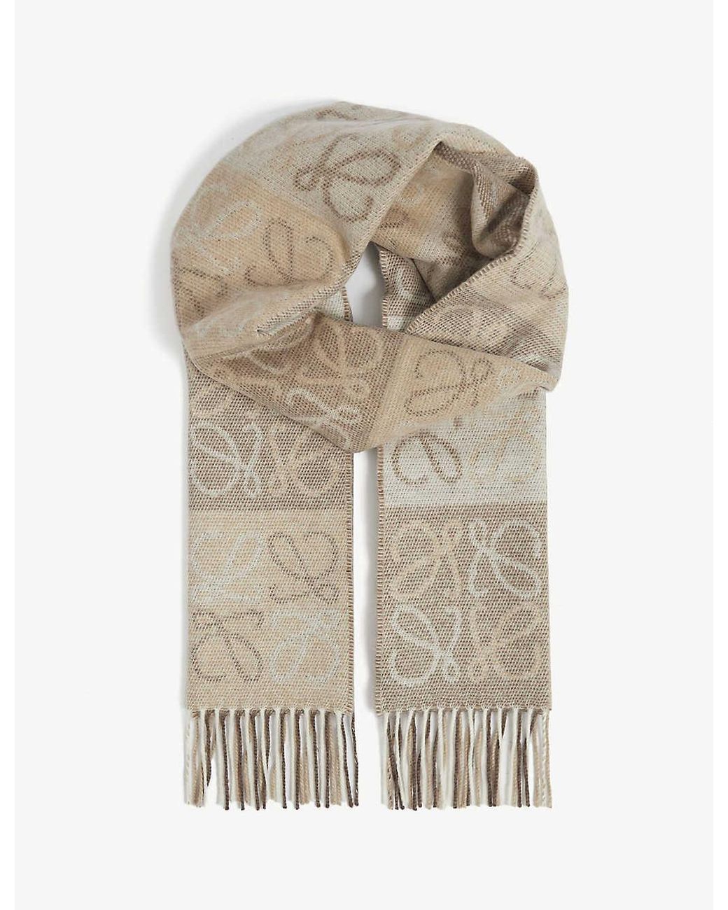 Loewe Anagram Wool And Cashmere Scarf in Gray