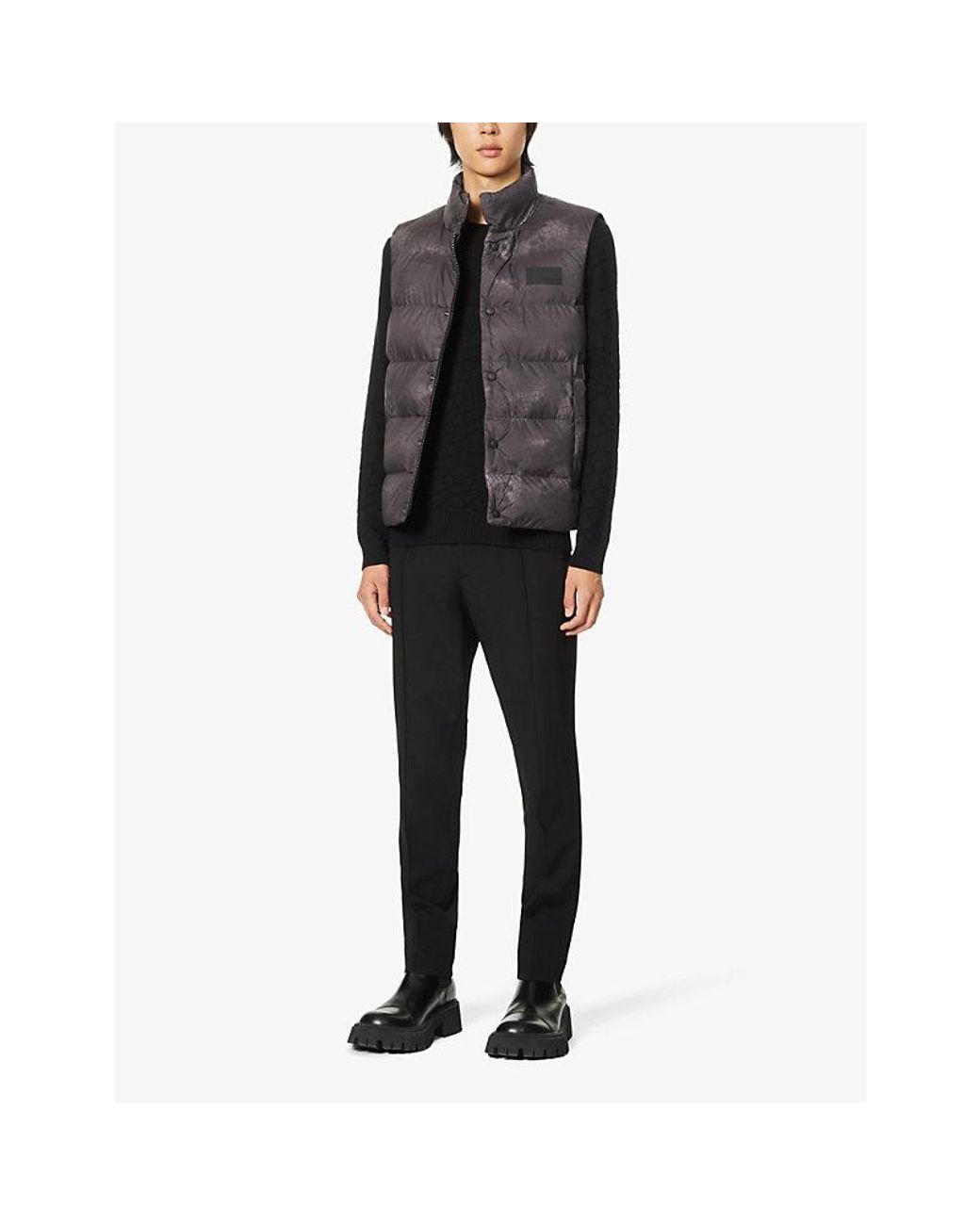 HUGO Black Brand-Patch Padded Shell Gilet for men