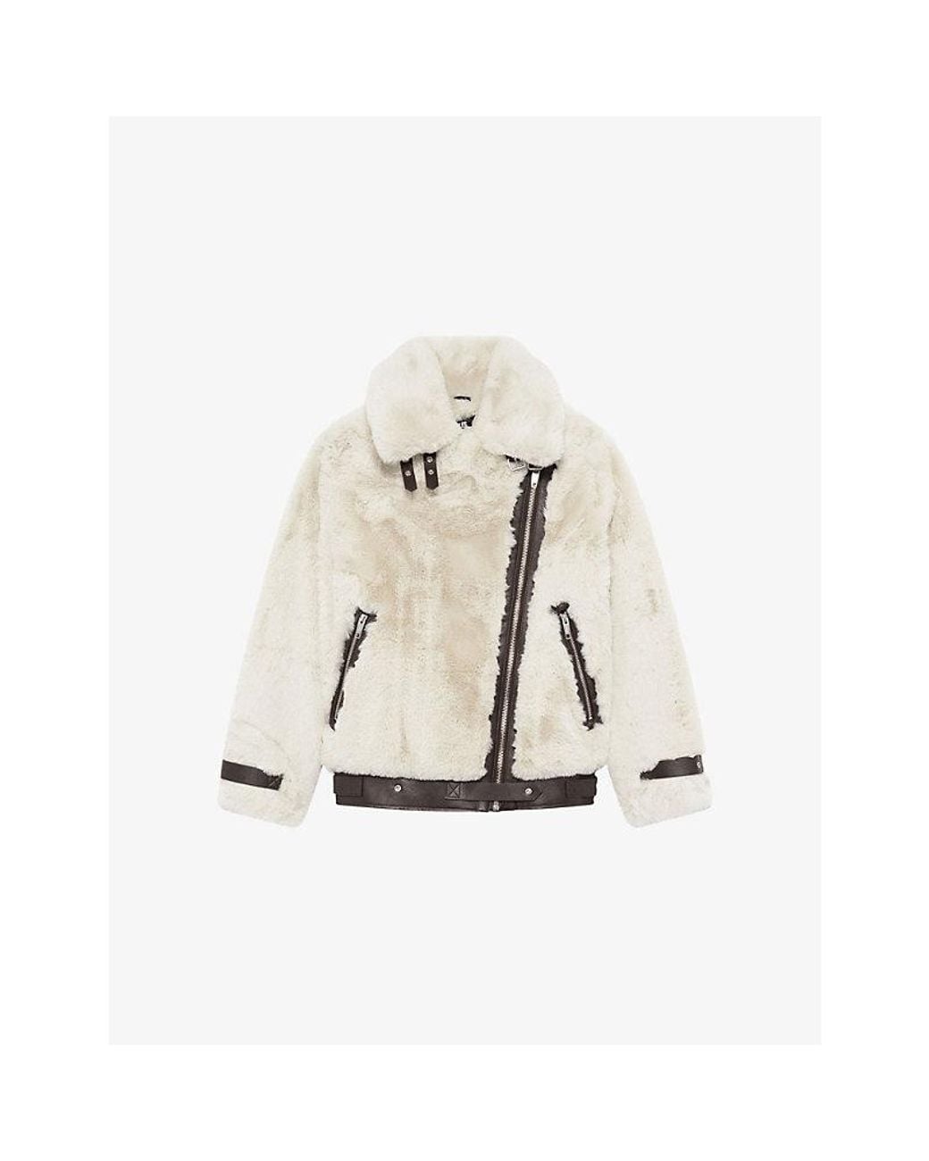 The Kooples Natural High-Collar Faux-Fur Jacket