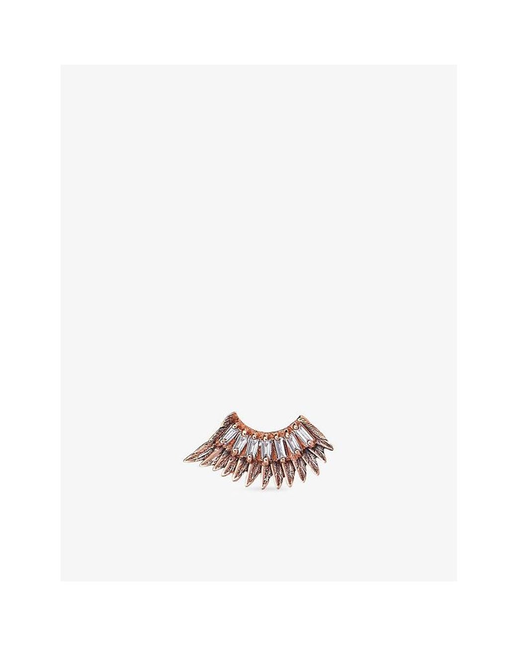 Kismet by Milka Metallic Winged 0.16Ct Baguette-Diamond Stud Earring