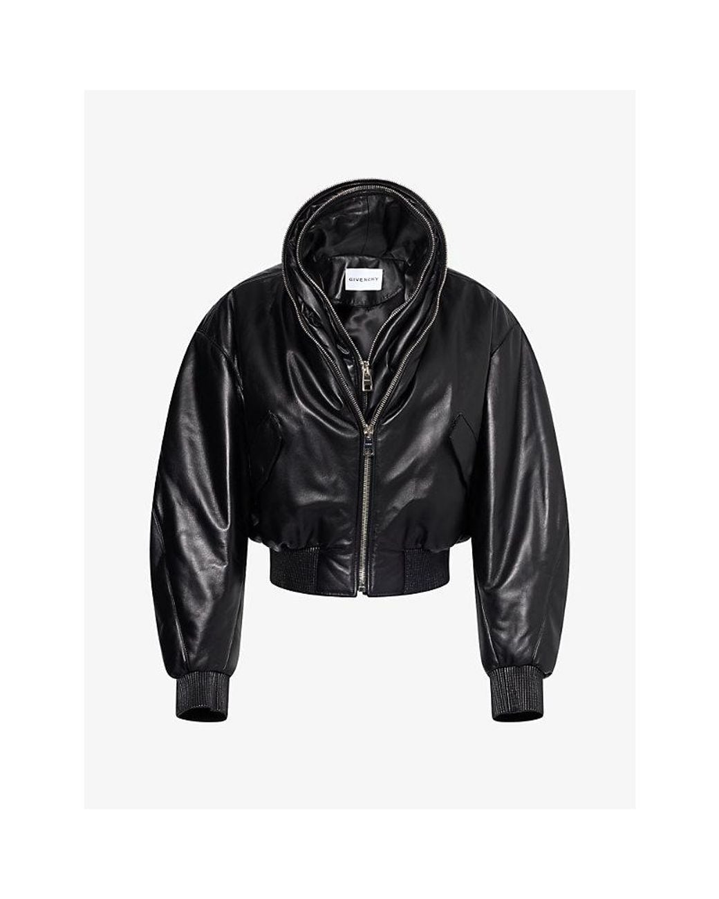 Givenchy Black Shawl-Collar Leather Bomber Jacket