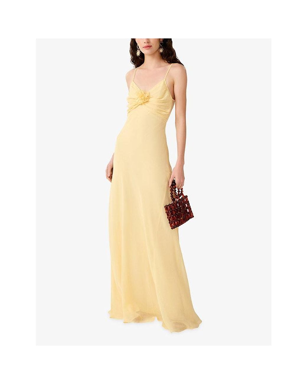 OMNES Metallic Lisa Rosette-Embroidered Woven Maxi Dress