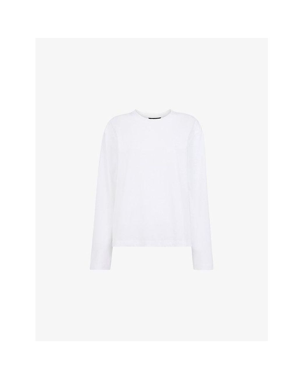 Whistles White Relaxed-Fit Long-Sleeve Cotton T-Shirt