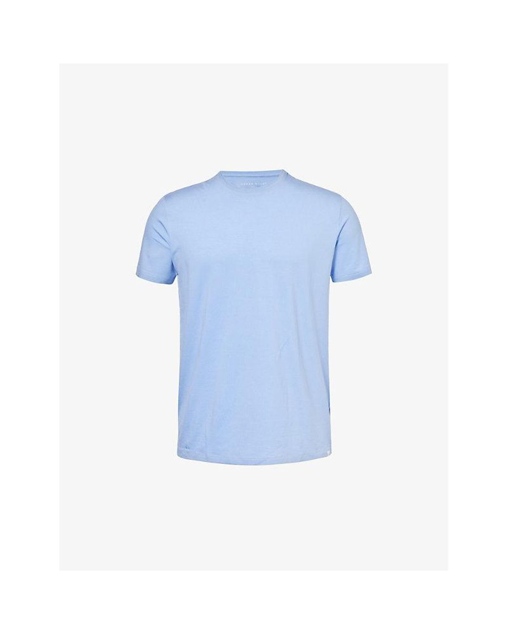 Derek Rose Blue Basel Short-Sleeved Stretch-Woven Pyjama Top for men