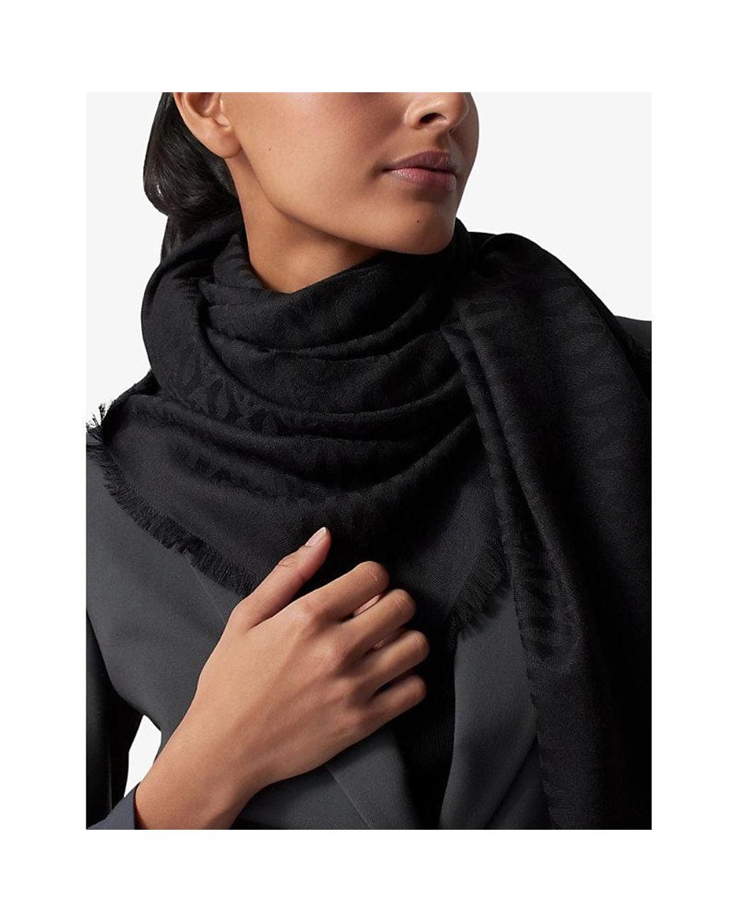 Cartier Black C De Wool And Silk-Blend Shawl