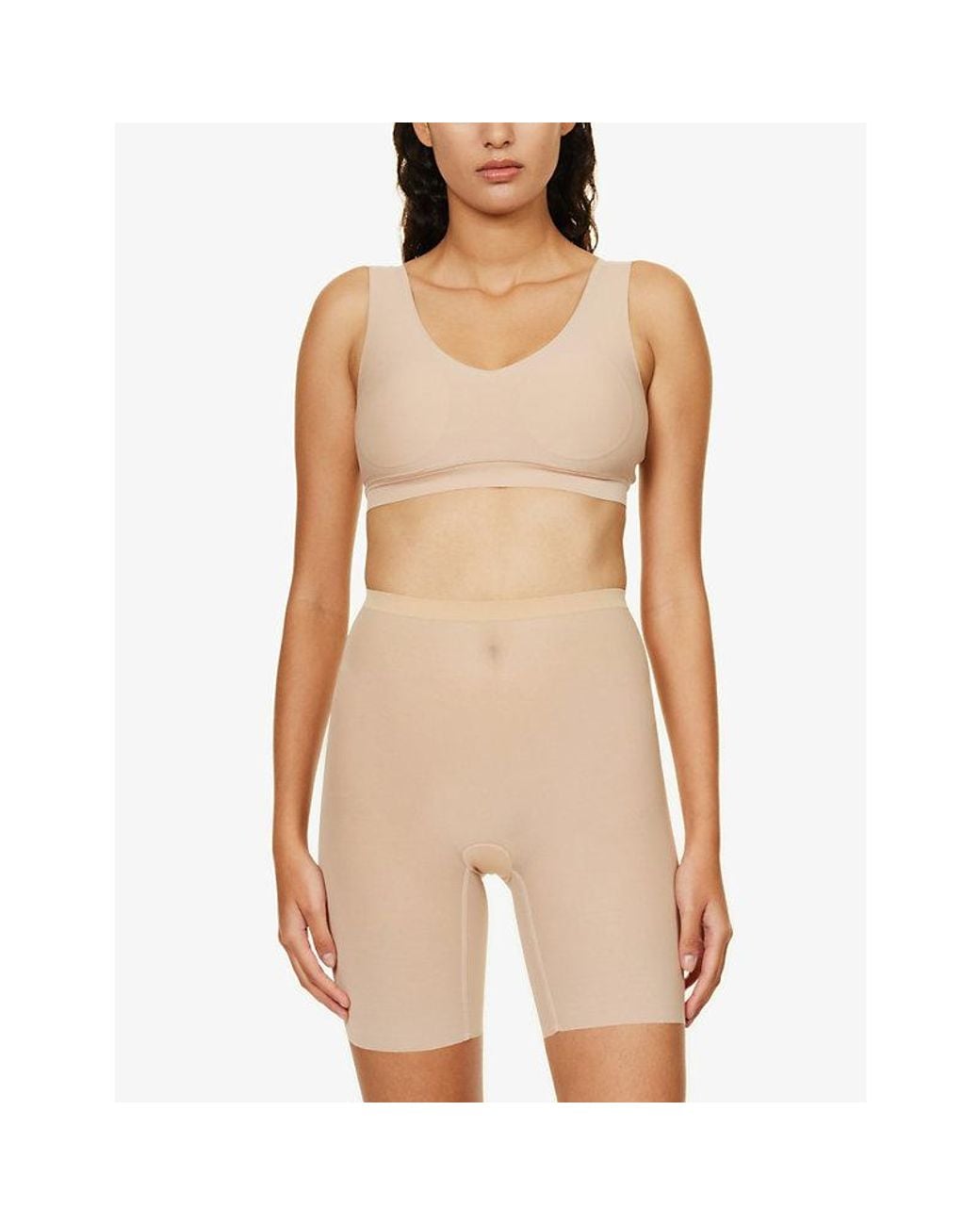 Wolford Natural Semi-Sheer High-Rise Stretch-Tulle Shorts