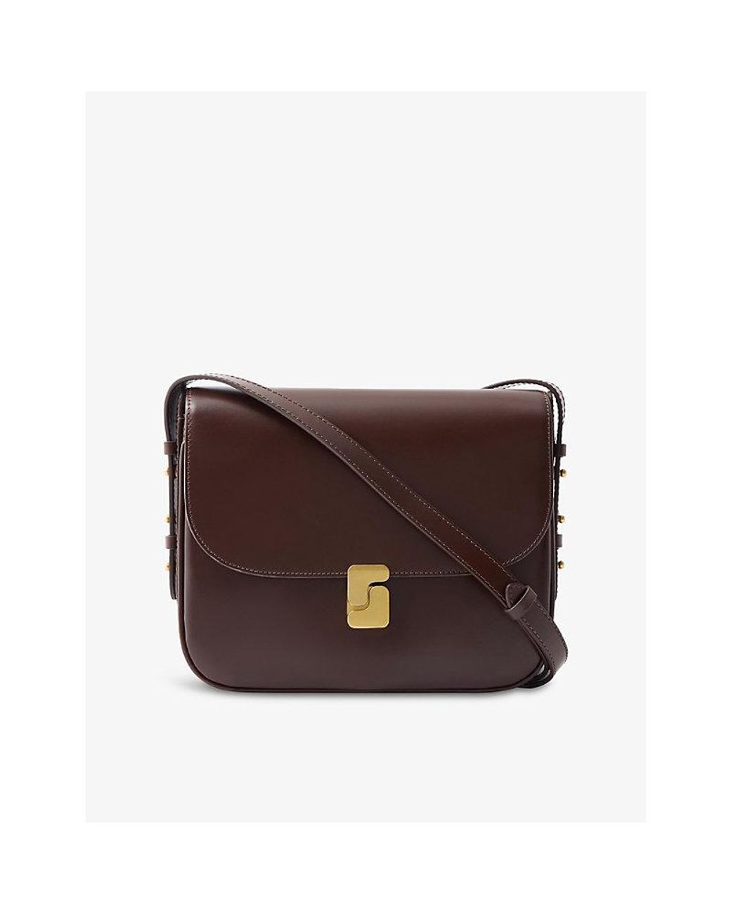 Soeur Brown Bellissima Maxi Leather Cross Body Bag