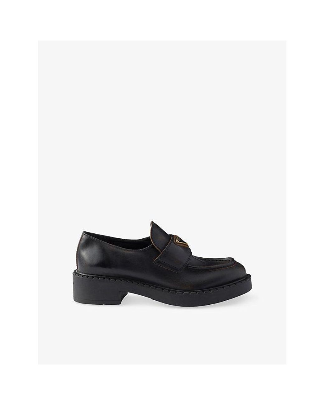 Prada Black Branded Leather Loafers