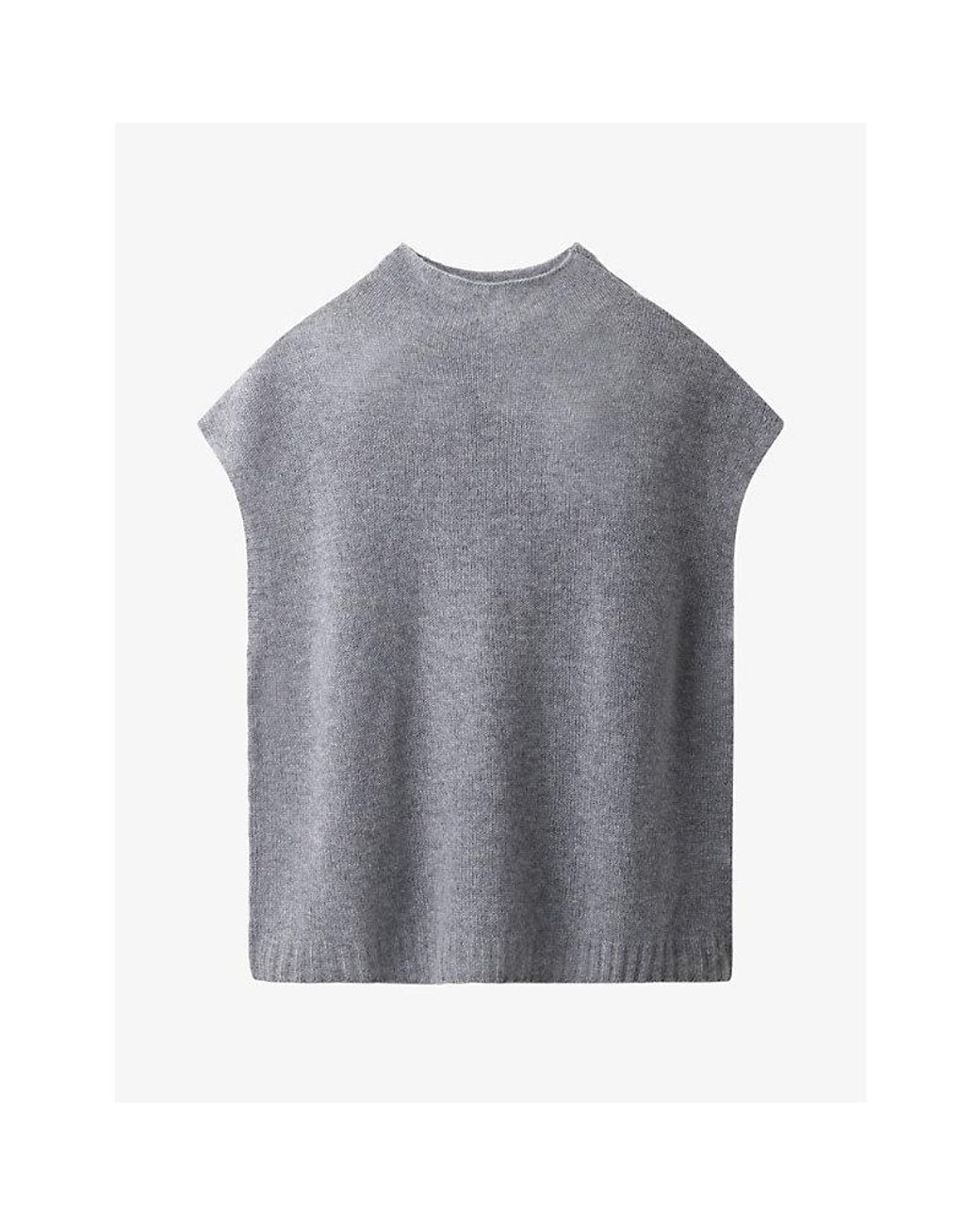 The White Company Gray High-Neck Relaxed-Fit Cashmere T-Shirt