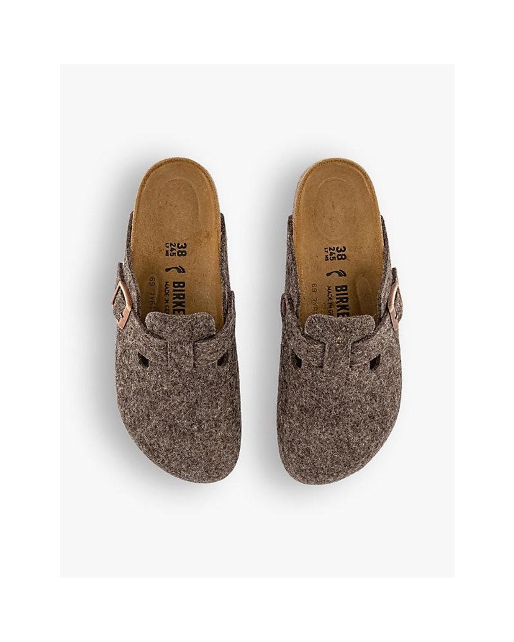 Birkenstock Brown Boston Buckle-Fastened Wool Clogs