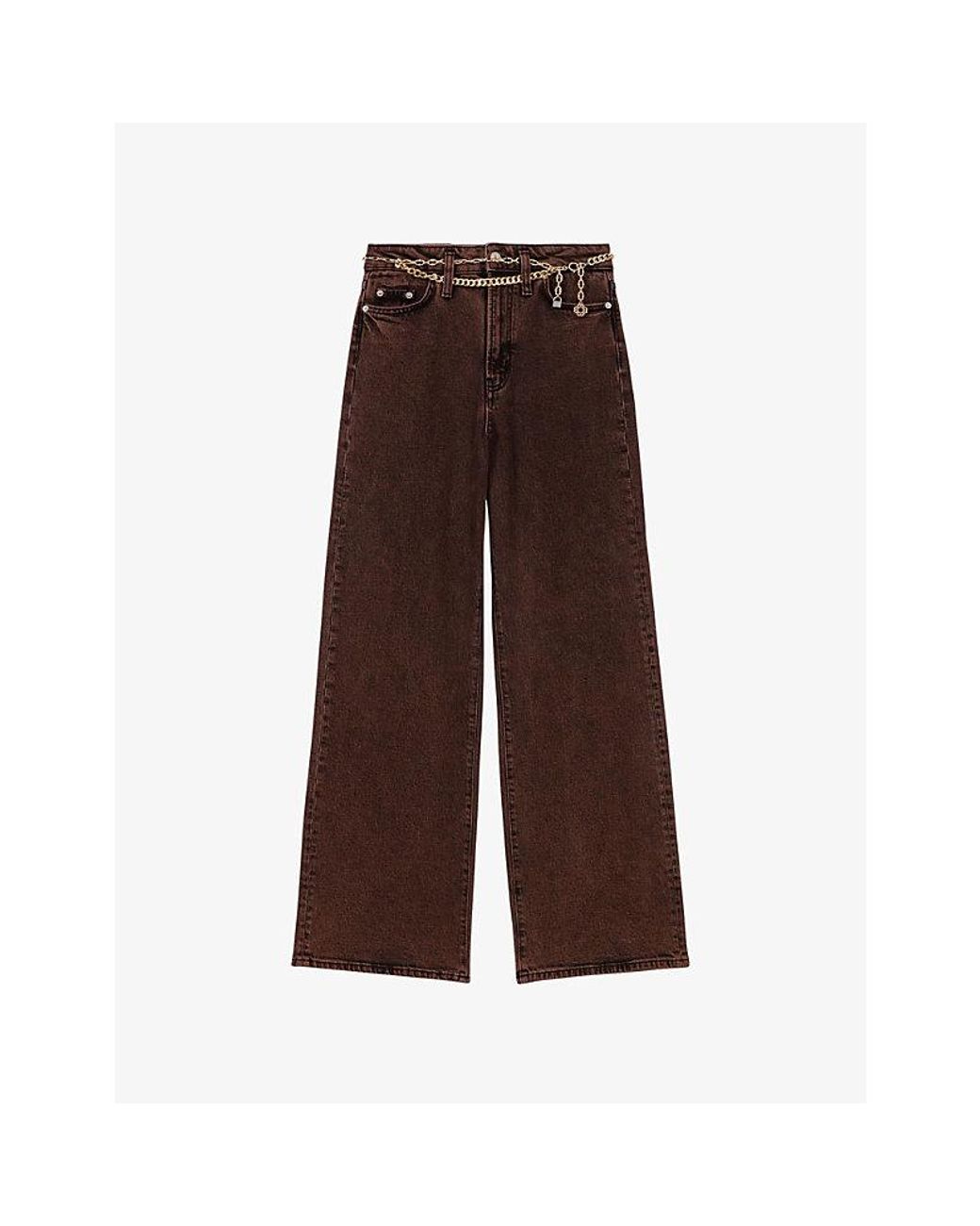 Maje Brown Flared Mid-Rise Stretch-Denim Jeans