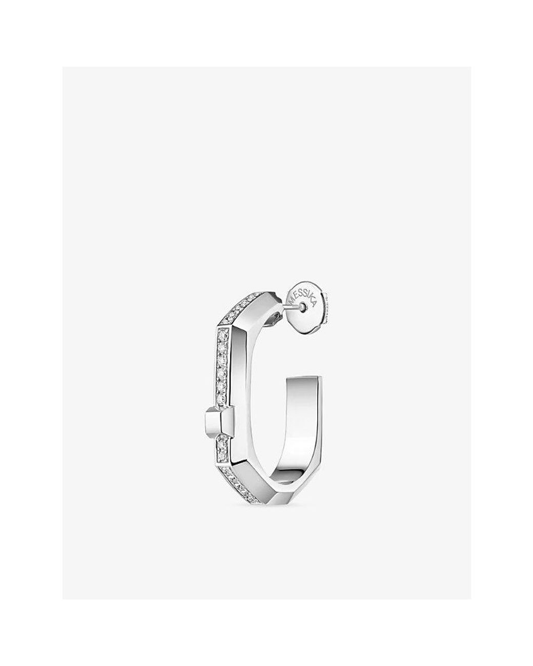 Messika Metallic Moderniste Single Pavé 18Ct And 0.10Ct Diamond Hoop Earring