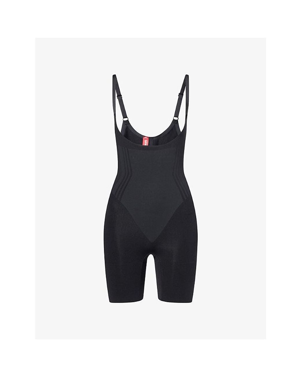 Spanx Black Sculpt Gofigure Open-Bust Mid-Thigh Bodysuit