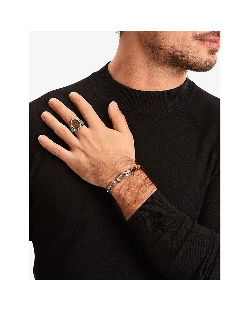 Thomas Sabo White Sterling- Tiger's Eye And Zirconia Signet Ring