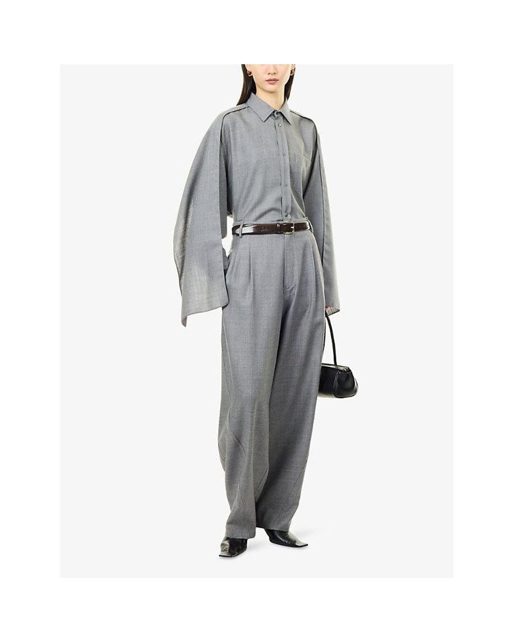 DARKPARK Gray Phebe Wide-Leg Cotton Trousers