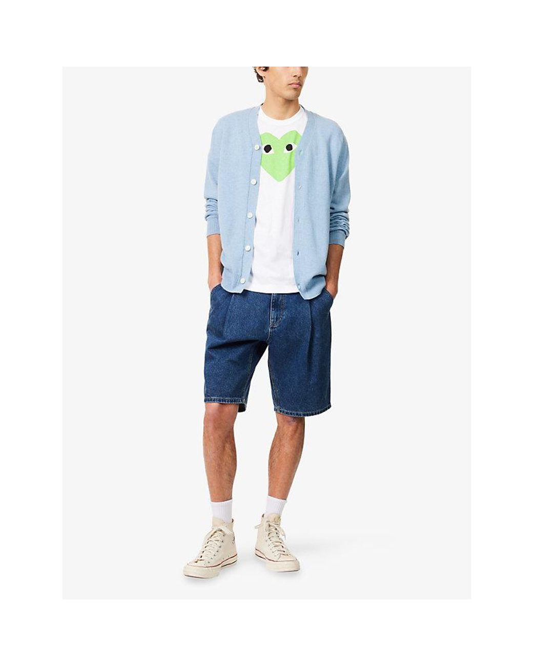 COMME DES GARÇONS PLAY Green Big And Small Heart Brand-Appliqué Cotton-Jersey T-Shirt for men