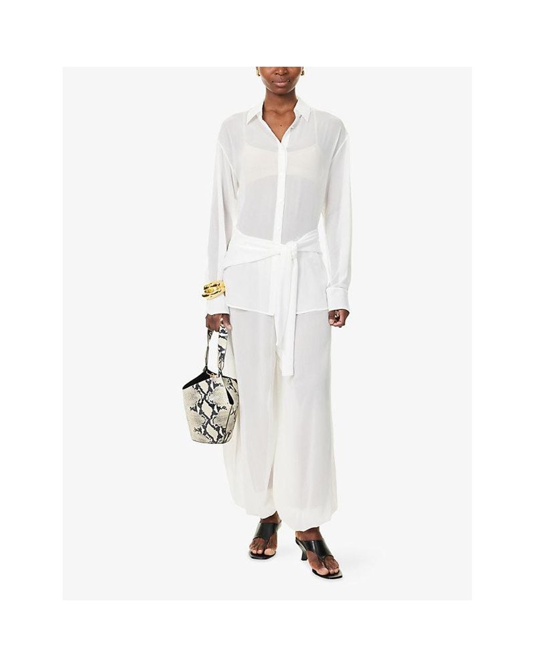 Frankie Shop White Mio Balloon Sheer Woven Trousers