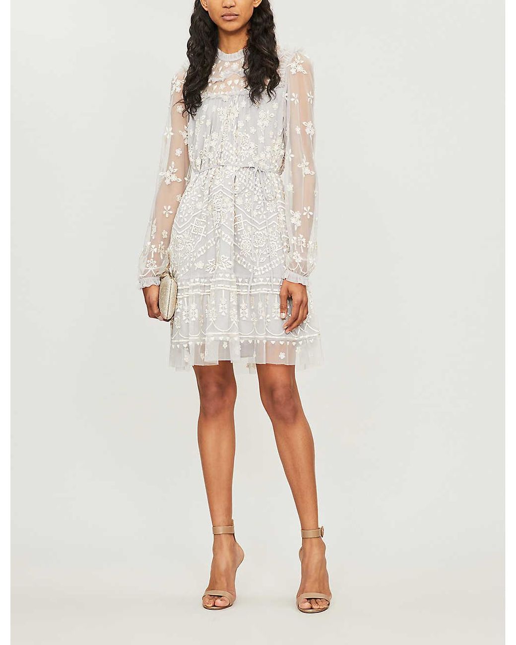 embroidered chiffon dress