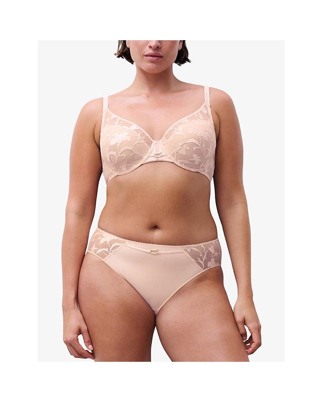 Chantelle Pink Idyll Plunge Spacer Lace Bra