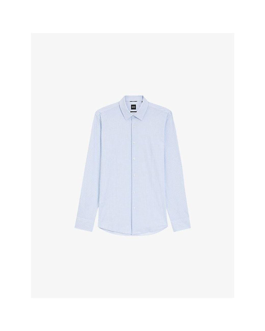 Boss Blue Striped Slim-Fit Stretch-Woven Shirt for men