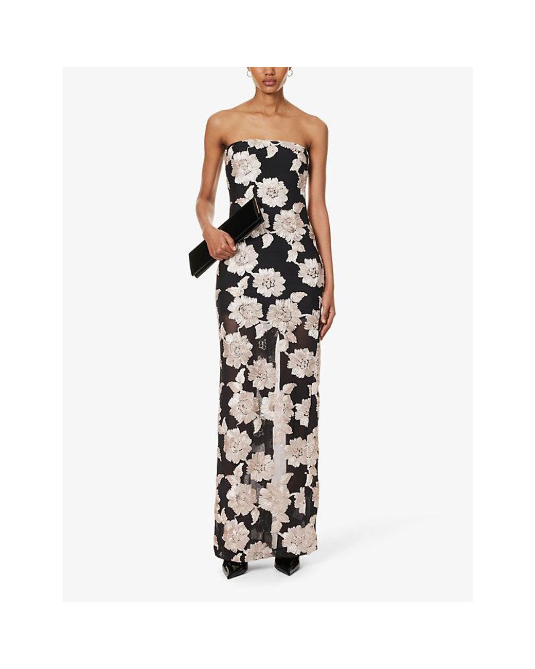 White polyester top maxi dress